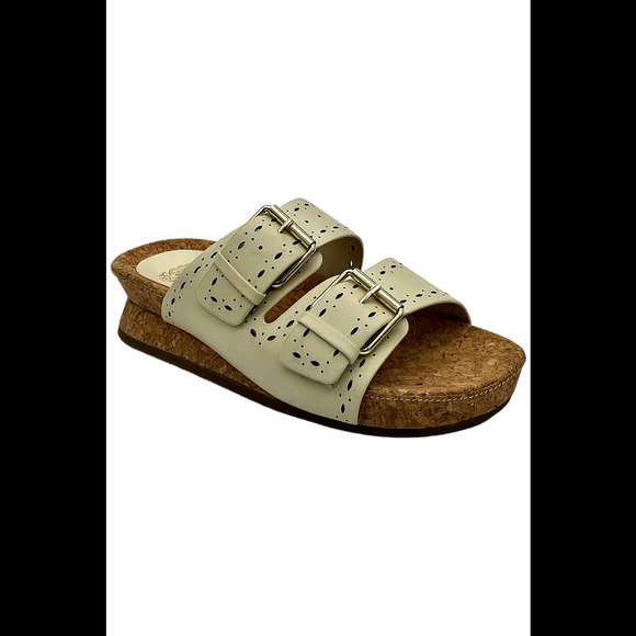 Vince Camuto Shoes - Vince Camuto Women's Leather Double Buckle Sandals Frayah Off white - Medium